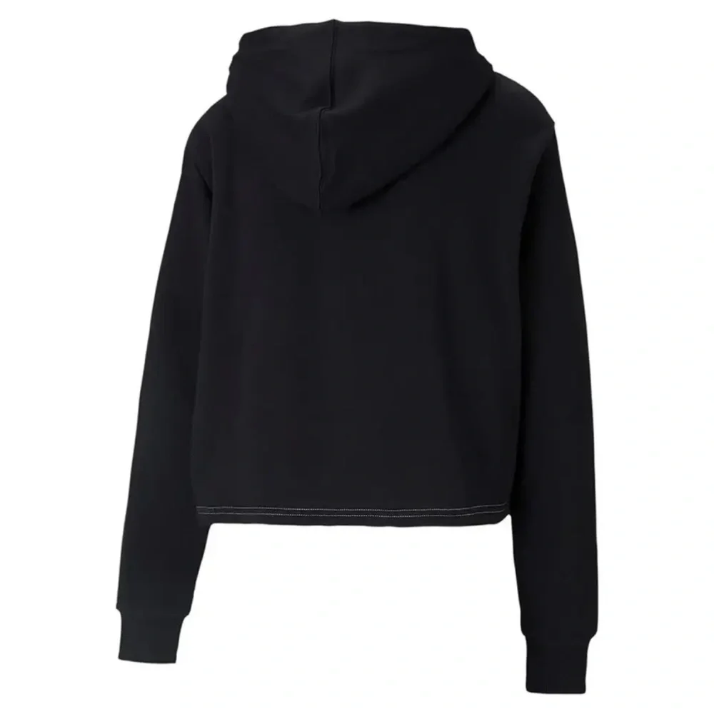NWT- Puma Women's Black/White Amplified Cropped Logo Hoodie - Picture 3 of 7